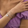 Bracelet métallique de combinaison simple multicouche créatif pour les femmes, INS Personnalité Géométrique Drop Ball Bracelet